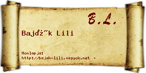 Baják Lili névjegykártya